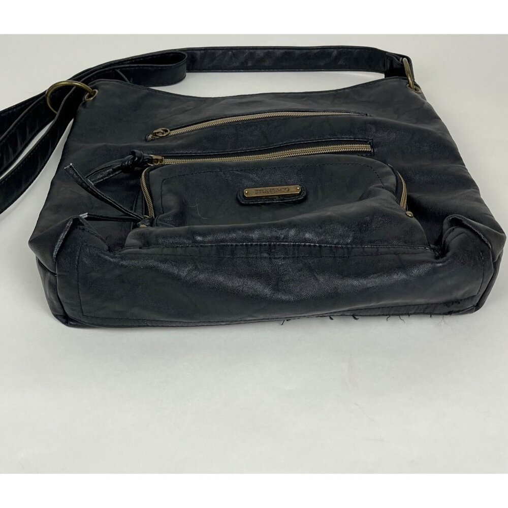 Stone & Co. Black Faux-Leather Crossbody Bag Purse - Picture 5 of 12